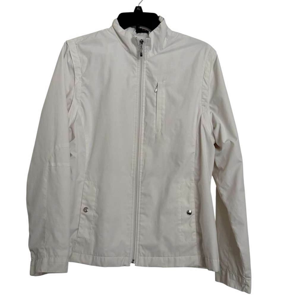 Izod Women's White Lightweight Convertible Jacket to Vest - L